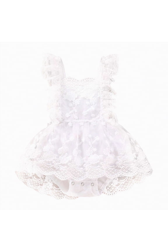 Baby Girl Bubble Romper Newborn Baby Toddler Girls Jumpsuit Double-layer Cotton Crepe Lace-up One-piece Romper 1 PC(0-3 Months,White)