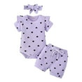 thumbnail image 1 of Gibobby Baby Girl Clothes Baby Girls Summer Outfit Ribbed Knit Ruffle Romper Floral Shorts Set Headband Baby Clothes(Purple,0-3 Months), 1 of 9