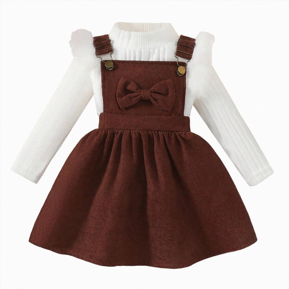 Gibobby Baby Kids Little Girl 2Pcs Fall Outfits 6 12 24 Months 2T 3T 4T 5T Long Sleeve Floral Print Pullover Tops + Flare Pants Set Toddler Clothes Set(18-24 Months,Brown)