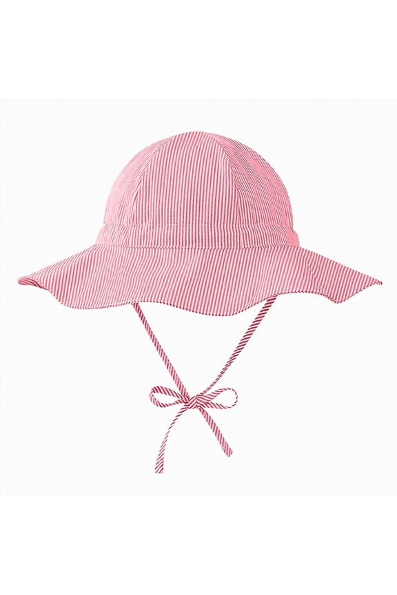 Baby Sun Hat UPF 50+ Sun Protective Toddler Bucket Hat Cartoon Print Wide Brim Summer Outdoor Play Beach Hat for Boys Girls 12-18 Months 1T 2T 3T 4T 5T 6T(6-12 Months,Red)