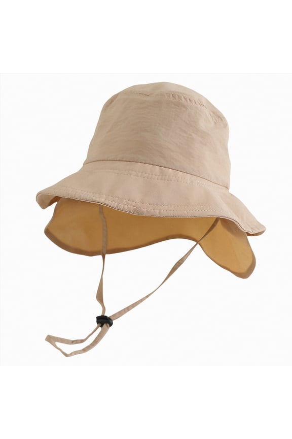 Baby Sun Hat UPF 50+ Sun Protective Toddler Bucket Hat Cartoon Print Wide Brim Summer Outdoor Play Beach Hat for Boys Girls 12-18 Months 1T 2T 3T 4T 5T 6T(3-6 Years,Khaki)