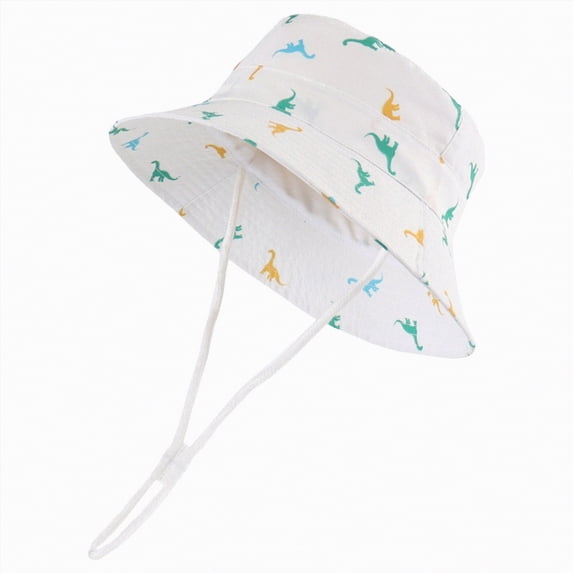 Gibobby Baby Sun Hat UPF 50+ Sun Protective Toddler Bucket Hat Cartoon Print Wide Brim Summer Outdoor Play Beach Hat for Boys Girls 12-18 Months 1T 2T 3T 4T 5T 6T(6-12 Months,White)