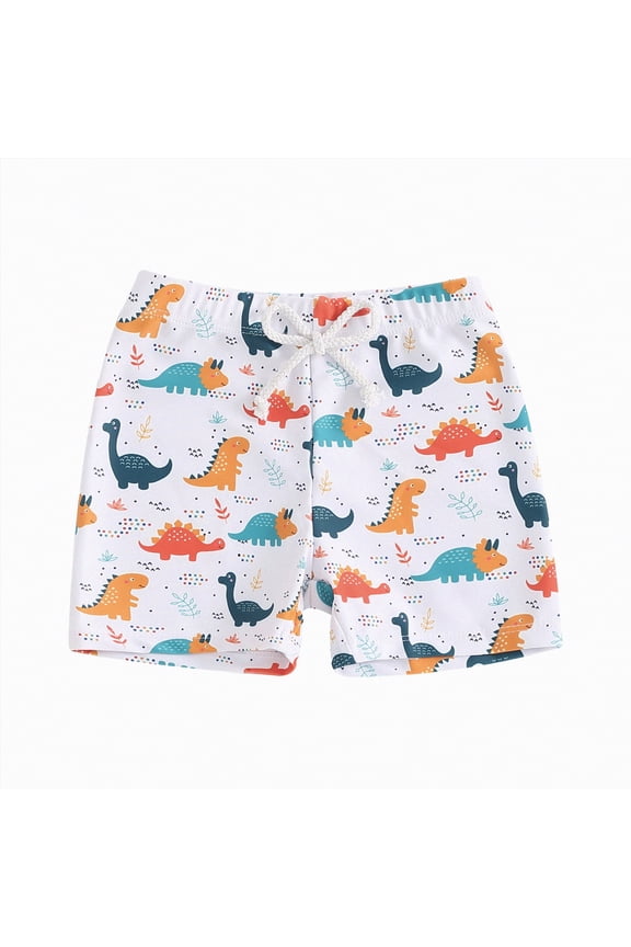 Boy/Toddler Boy Swim Trunks for Boys with Liner Print Quick Dry 1T 2T 3T 4T 5T 6T Swim Shorts for Toddler Kids Beach(2-3 Years,White)