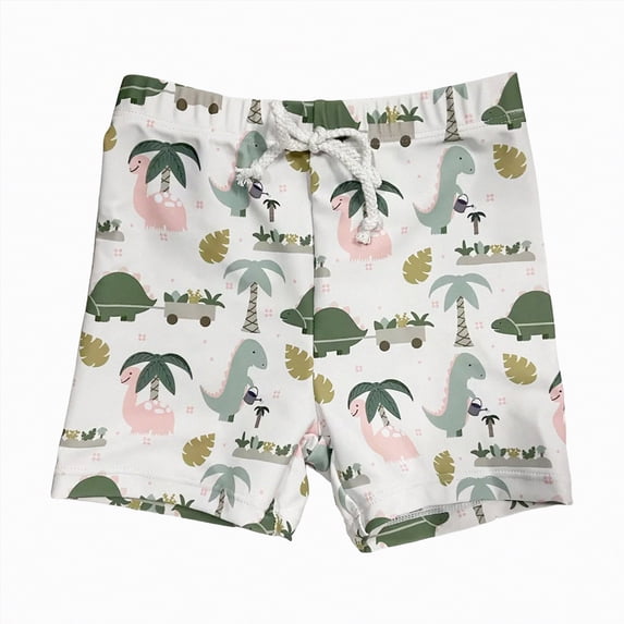 Gibobby Boy/Toddler Boys Swim Trunks Cartoon Truck Cute Excavator Vehicle 1T 2T 3T 4T 5T 6T Beach Board Shorts Drawstring Swimsuit 3T(12-18 Months,Mint Green)