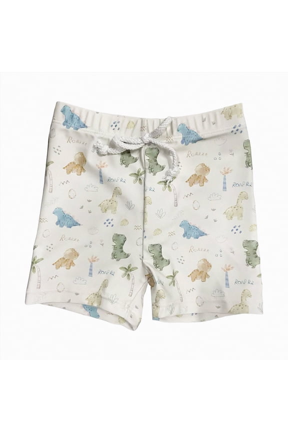 Boy/Toddler Boys Swim Trunks Cartoon Truck Cute Excavator Vehicle 1T 2T 3T 4T 5T 6T Beach Board Shorts Drawstring Swimsuit 3T(18-24 Months,Beige)