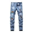 thumbnail image 1 of Gibobby Boy's Casual Straight Leg Denim Pants Elastic Waist Jeans with Pockets(Sky Blue,12-13 Years), 1 of 7