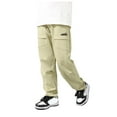 thumbnail image 1 of Gibobby Boys Cargo Pants- Straight Leg Elastic Waist Fashion Kids Cotton Joggers Boys Hiking Pants(Khaki,4-5 Years), 1 of 5