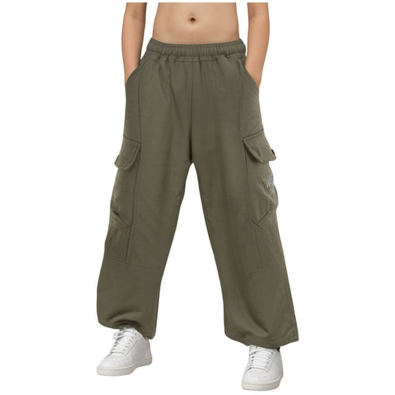 Gibobby Boys Casual Baggy Denim Pants Kids Elastic Waist Wide Leg Jeans with Pockets Boys Hiking Pants(Grey,15-16 Years)