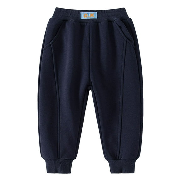 Gibobby Boys Full Length Cargo Pants with Pockets Casual Hiking Slacks Trousers for Kid(Navy,4-5 Years)