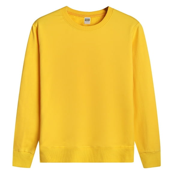 Gibobby Boys Girls Crewneck Sweatshirt Girls Sport Long Sleeve Cotton Kids Toddler Casual Solid T-Shirt Pullover Tops(Yellow,4-5 Years)