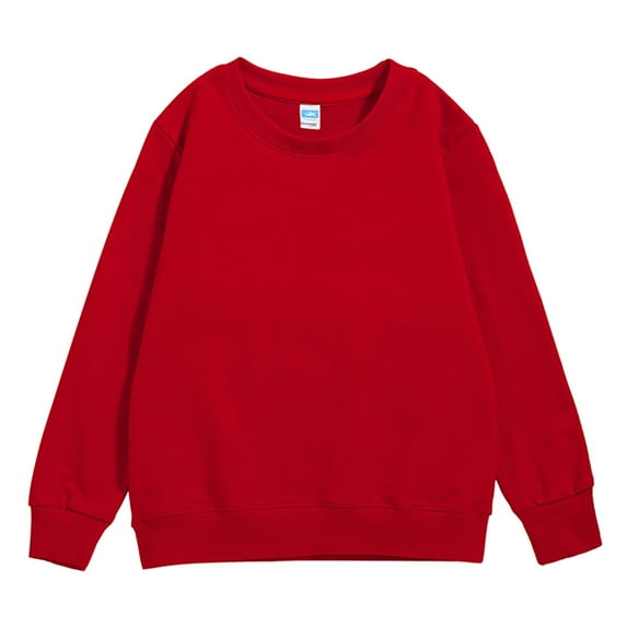 Gibobby Boys Girls Tshirts Thin Crewneck Sweatshirts Toddler Baby Sweatshirt Solid Cotton Soft Long Sleeve Active Pullover(Red,18-24 Months)