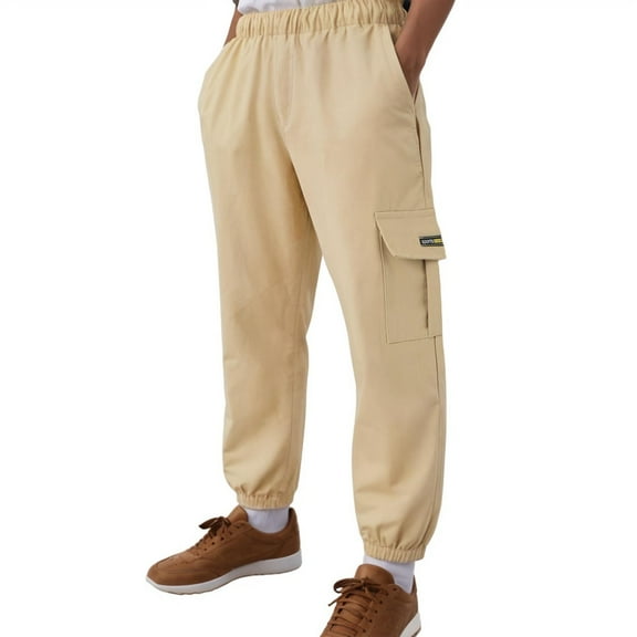 Gibobby Boys Jeans Kids Elastic Waist Straight Leg Denim Pants with Drawstring Boys Hiking Pants(Khaki,2-3 Years)