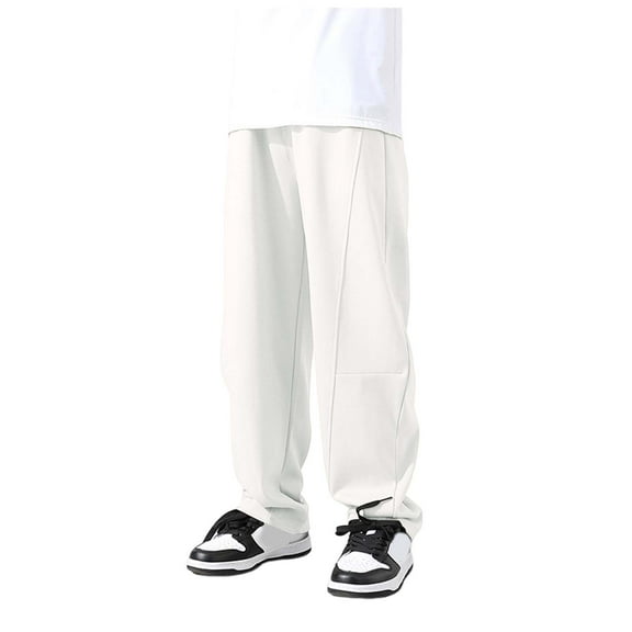 Gibobby Boys Jeans Kids Elastic Waist Straight Leg Denim Pants with Drawstring Boys Hiking Pants(White,9-10 Years)