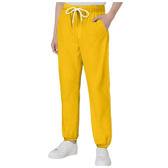 Gibobby Boys Jeans Kids Elastic Waist Straight Leg Denim Pants with Drawstring Boys Hiking Pants(Yellow,7-8 Years)