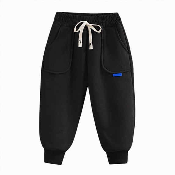 Gibobby Boys Pants Toddler Baby Boy Winter Active Jogger Pants Elastic Waist Pocket Solid Color Athletic Sweatpant 2T 3T 4T 5T 6T 7T 8T Little Boys Winter Pants(6-7 Years,Black)
