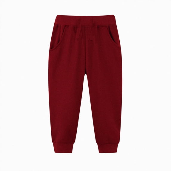 Gibobby Boys Pants Toddler Boys Pants Lightweight Trousers 12 Months 2T 3T 4T 5T Kids Winter Casual Solid Sweatpants With Drawstring Toddler Pull On Pants(5-6 Years,Wine)