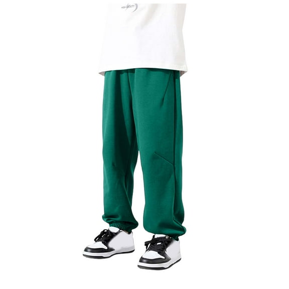 Gibobby Boys Sweatpants Active Athletic Jogger Pants Soft Cotton French Terry Little Kids(Green,7-8 Years)