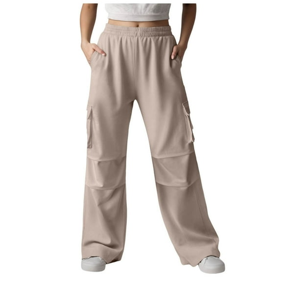 Gibobby Cargo Pants for Women Y2K Clothing High Waisted Travel Tactical Streetwear Casual Pants with Pockets(Khaki,M)