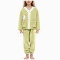 thumbnail image 1 of Gibobby Children Plush Coral Fleece Bathrobe,Cozy Hooded Robe with Belt,Cute Print,for Kids Toddlers 2-12 Years,Warm After-Bath Loungewear Toddler Pajamas,Green,Size 5-6T, 1 of 4