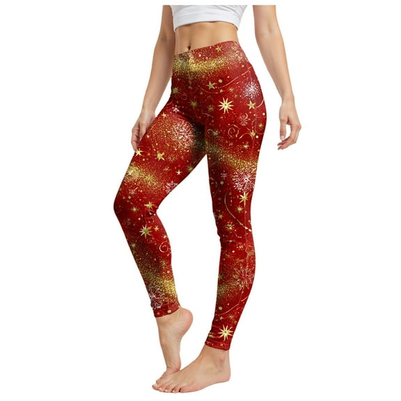 Gibobby Christmas Leggings for Women Yoga Pants Women Leggings with Pockets for Women Trousers Christmas Printed Stretch Long Leggings Plus Size Leggings(S,Watermelon Red)