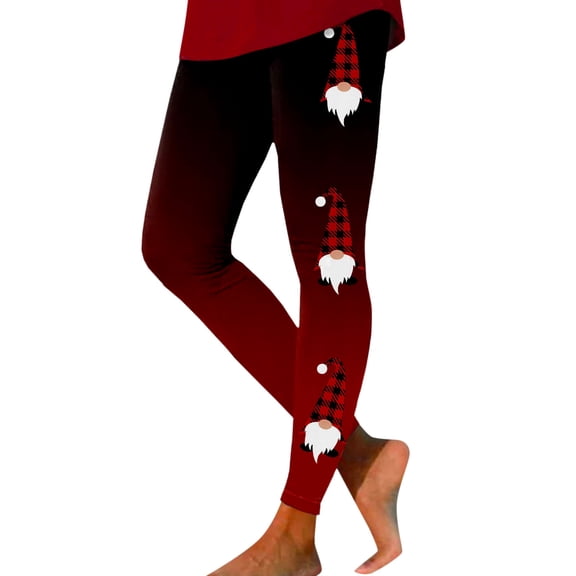 Gibobby Christmas Leggings for Women Cute 3D Printed High Wasit Holiday Tights Slim Fit Stretchy Pants(XXL,Wine)