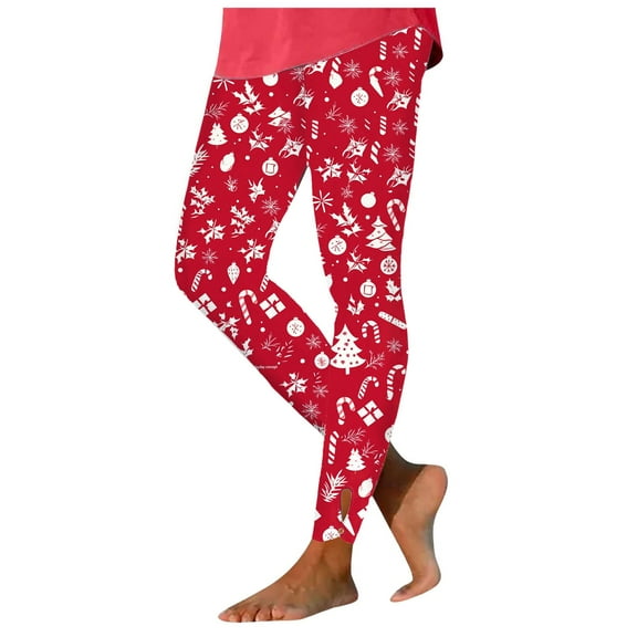 Gibobby Christmas Leggings for Women Funny Graphic Printed Tight Yoga Pants Casual High Waisted Stretchy Trousers(XXL,Wine)