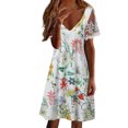 thumbnail image 1 of Gibobby Dresses for Women 2124 Cute Long Dresses for Women Women Casual V Neck Summer Floral Printed Short Sleeve Dress Beach Peach Dresses Women, 1 of 5