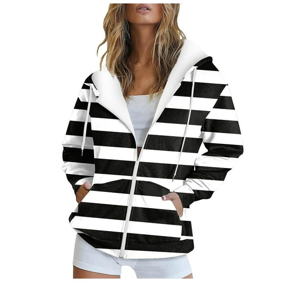 Gibobby Fall Full Zip Up Hoodie Women Sweatshirts Solid Color Long Sleeve Hooded Sweatshirt Pockets Jacket Coat for Women Fall Winter Coat(M,Black)