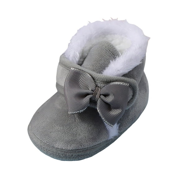 Gibobby Fleece Baby Booties, Three Snap Baby Slippers, Unisex Baby Gifts, Non-Slip Newborn Booties for Boys and Girls, Infant Baby Shower Shoes Months(Grey,3-6 Months)