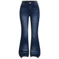 thumbnail image 1 of Gibobby Toddler Girls Stretch Skinny Jeans Girls Flare Jeans Crossover Waisted Wide Leg Jeans Denim Pants for Kids(Dark Blue,11-12 Years), 1 of 4