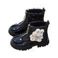 thumbnail image 1 of Gibobby Girls Ankle Boots for Kids - Side Zipper Booties, Fashion Short Suede Low Heels,Black,5.5-6 Y, 1 of 8