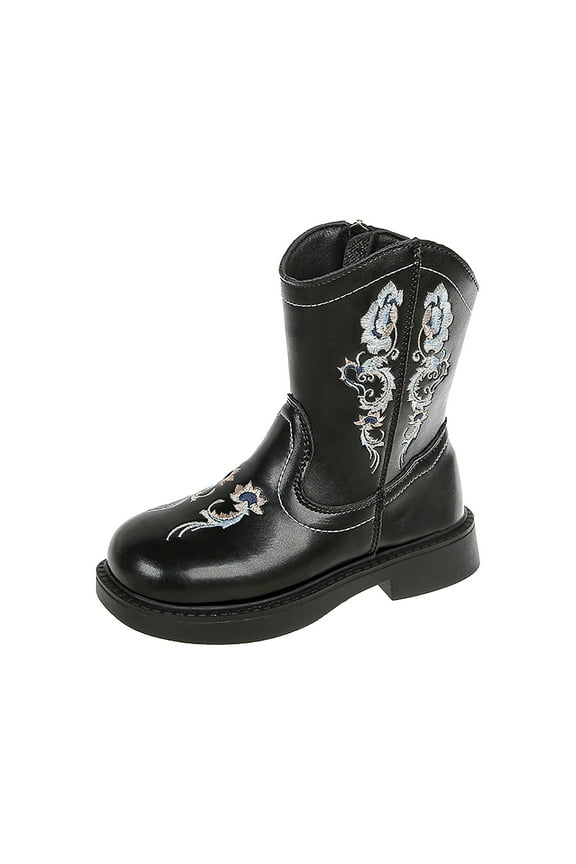 Gibobby Girls Boots Toddler Kids Fashion Short Ankle Dress Bow Booties with Side Zipper Boots,Black,11-11.5 Y