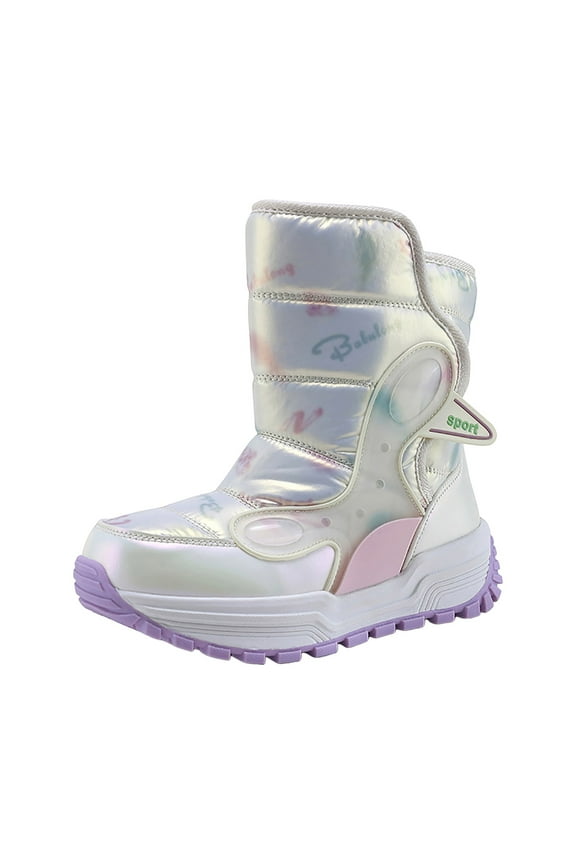 Gibobby Girls Boys Glitter Ankle Boots Side Zipper Combat Shoes with Buckles Toddler/Little Kid/Big Kid,White,11-11.5 Y