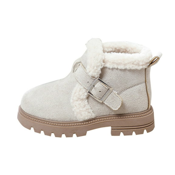 Gibobby Girls Boys Glitter Ankle Boots Side Zipper Combat Shoes with Buckles Toddler/Little Kid/Big Kid,White,8-9 Y