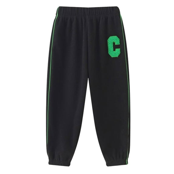 Gibobby Girls Boys Uniform Pants Summer Solid Color Stretch Elastic Empire Waist Pants With Pockets Girls Classic Outdoor Wear,Black,12-18 Months