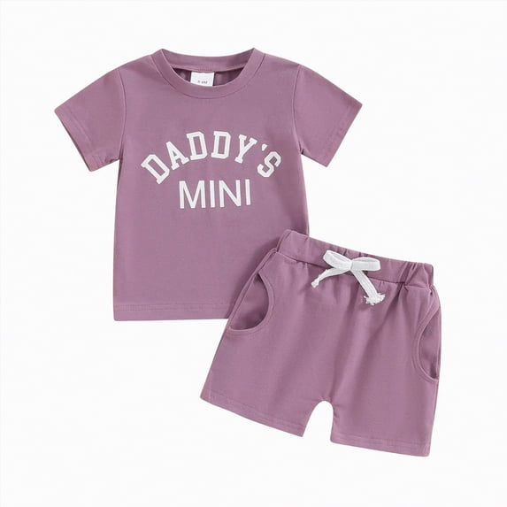 Gibobby Girls Clothes 2PCS T-Shirt Tops+Shorts Butterfly Print Short Sleeve T-Shirt Denim Skirt Shorts Set Teen Tween Girls Summer Outfits Set,6-12 Months,Purple