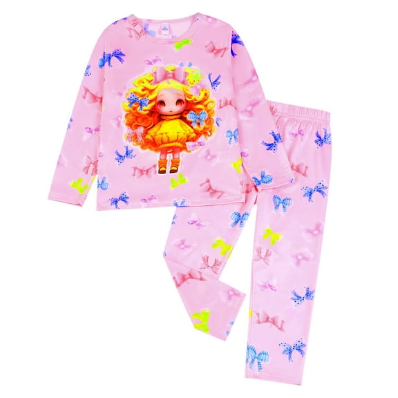 Gibobby Girls Cotton Pajamas Toddler 2 Pieces Pjs Kids Sleepwear Clothes Long sleeve Sets(Light Pink,7-8 Years)