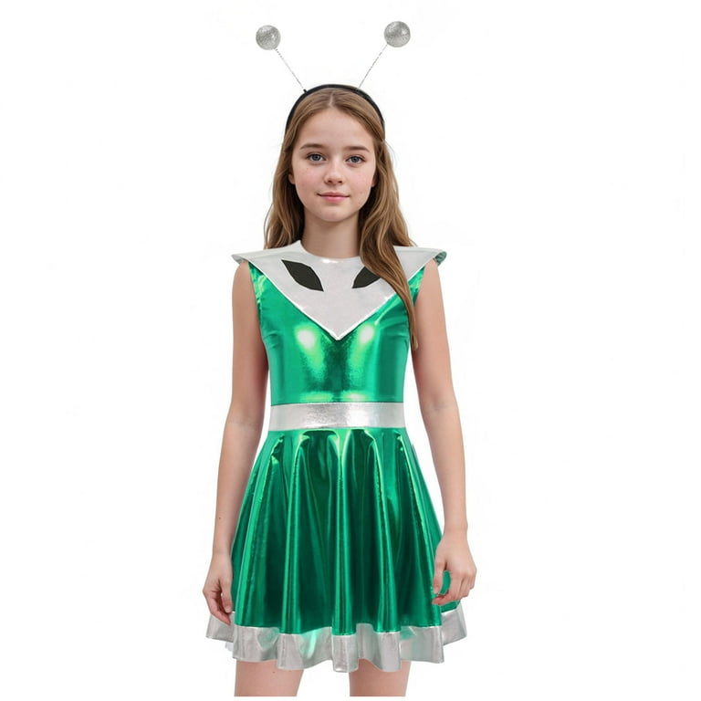Gibobby Girls Halloween Alien Costume Kids Alien Fancy Dress Up