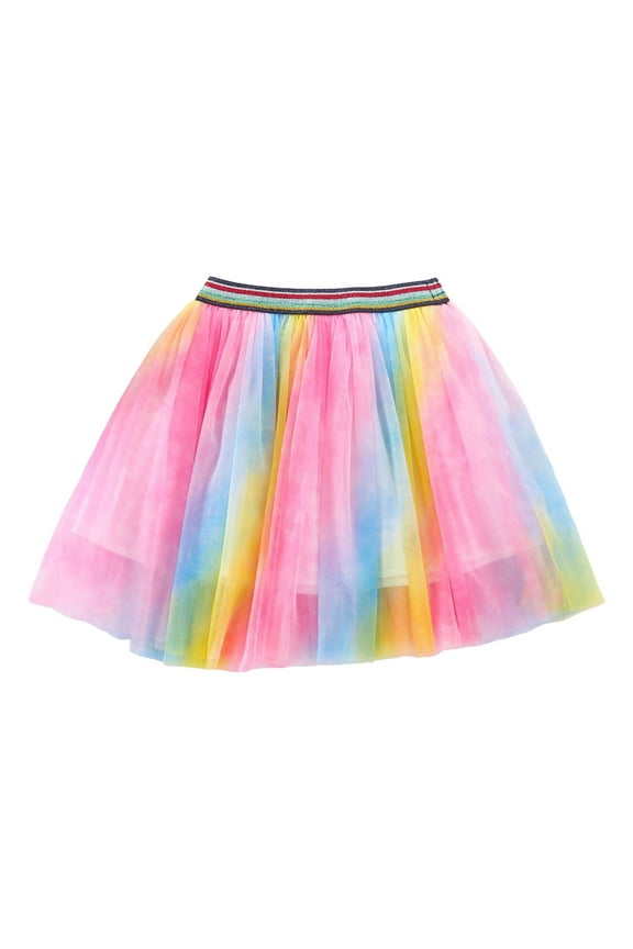 Girls Layered Rainbow Tutu Skirt Dance Dress Ruffle Tiered Clubwear(Yellow,9-10 Years)