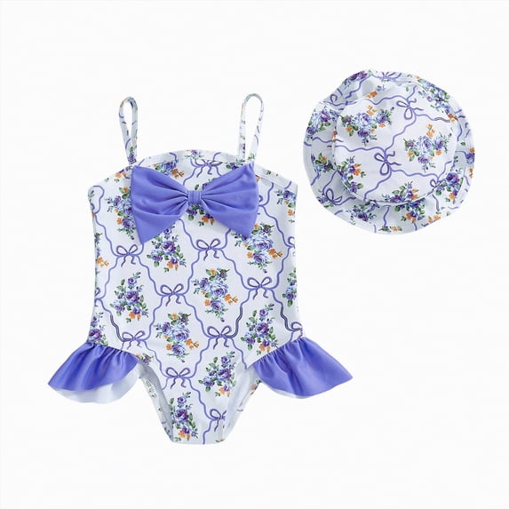 Gibobby Girls One Piece Swimsuits Summer UPF 50+ Quick Dry 2T 3T 4T 5T 6T Beach Bathing Suit Cross Shoulder Strap Swimwear(12-18 Months,Blue)