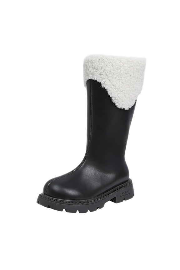 Girls Riding Boots Knee High Side Zipper Mid Calf Shoes Girls Knee High Fashion Riding Boots for Big Kid(A,3.5)