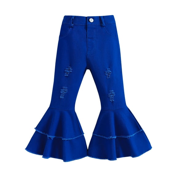 Gibobby Girls' School Uniform Jogger Pants, Elastic Waistband with Drawstring Closure, Stretch Performance Fabric,Blue,1-2 Years