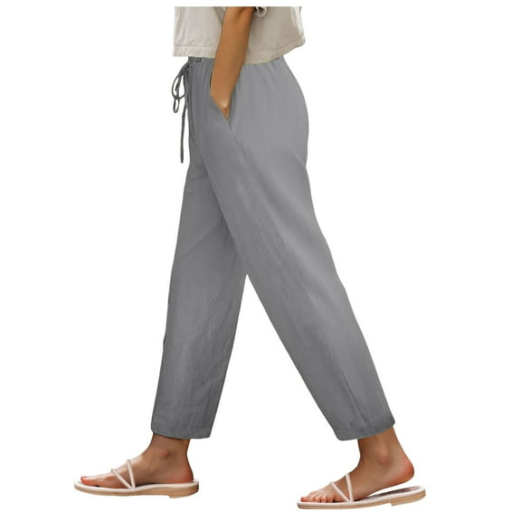 Gibobby High Waisted Sweatpants for Women Full-Length Pant Wide Leg Casual Pants Womens Pants Elastic Waist Business Beach Cute Pants(Light Gray,L)