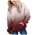 thumbnail image 1 of Gibobby Hoodies for Teen Girls Long Sleeve Hooded Sweatshirt for Girls Trendy Gradient Color Fashion Preppy Pullover Tops With Pocket(Wine,11-12 Years), 1 of 6
