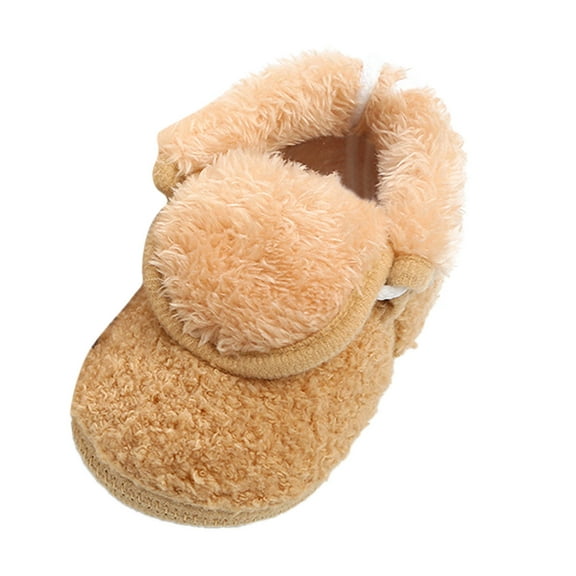 Gibobby Infant Boots Winter Baby Girl Shoes Soft Sole Anti-Slip Toddler Snow Warm Prewalker Newborn Boots(Khaki,6-12 Months)