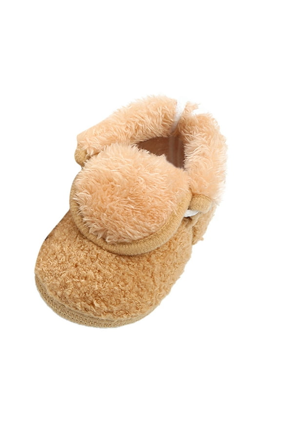 Infant Boots Winter Baby Girl Shoes Soft Sole Anti-Slip Toddler Snow Warm Prewalker Newborn Boots(Khaki,6-12 Months)