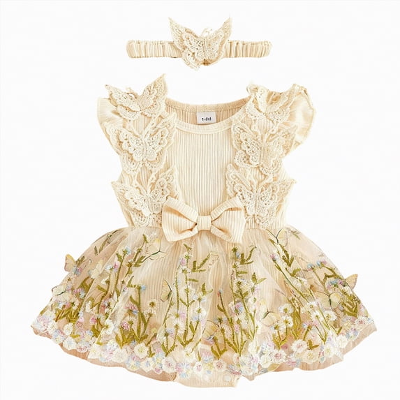 Gibobby Infant Girl Jumpsuit Summer Baby Girl Clothes Toddler Summer Romper Sleeveless Ruffle Outfits Infant Girls Jumpsuit(1-3 Months,Beige)