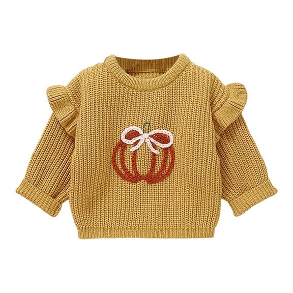Gibobby Infant Toddler Baby Girl Oversized Sweater Long Sleeve Sweaters Fall Winter Tops Clothes,Yellow,6-9 Months