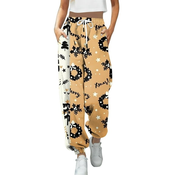 Gibobby Joggers Pants Funny Gym Sweatpants for Women Stretchy Comfortable Workout Track Pants with Pockets(S,Brown)