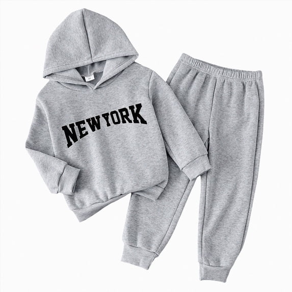 Gibobby Kid Boy Clothes Letter Printed Long Sleeved Hoodies Sweatshirt + Pants Fall Winter Outfits Set For 6 12 18 Months 2T 3T 4T 5T 6T 7T Boys(2-3 Years,Grey)